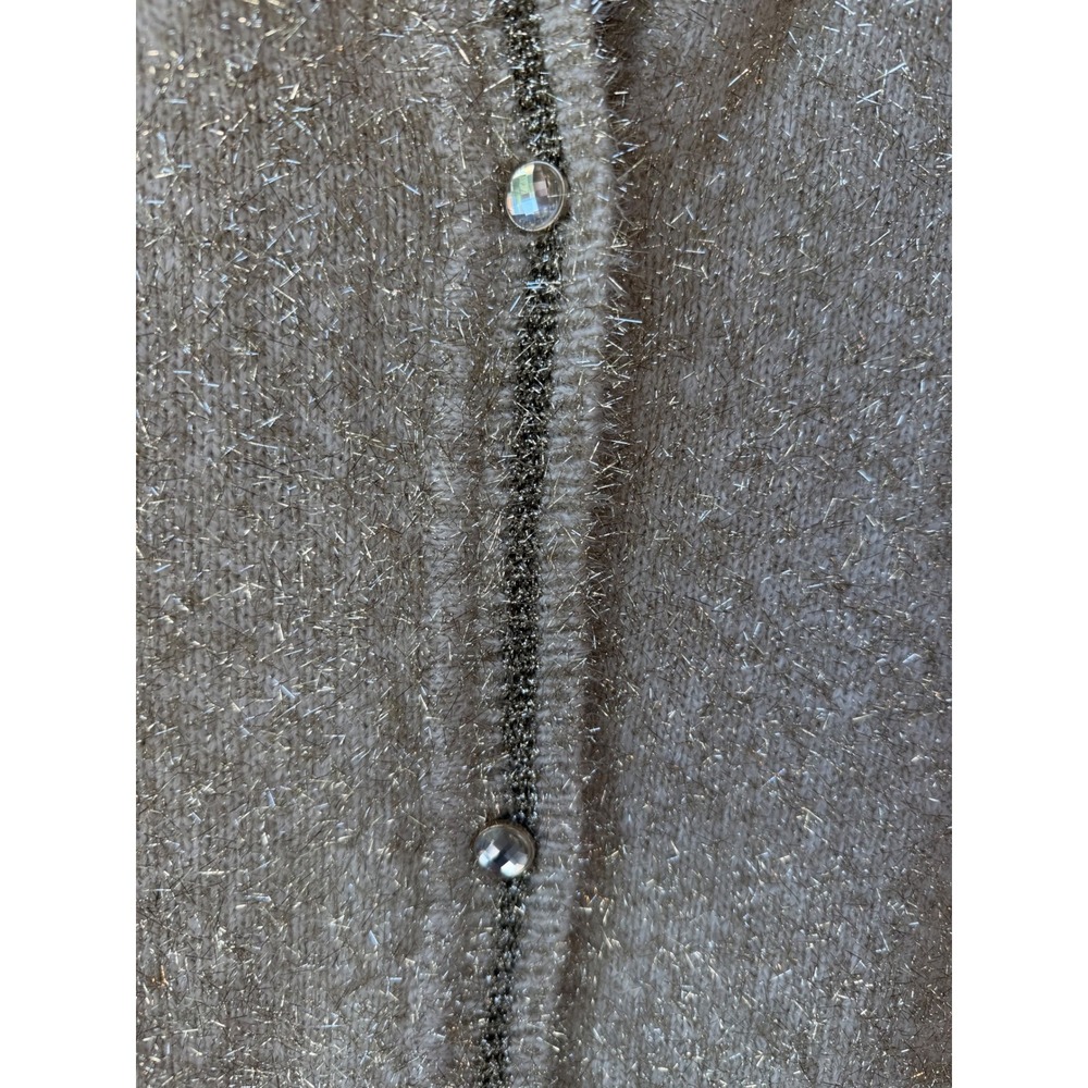 Le Superbe Gold Metallic Cashmere Blend V-Neck Cardigan Sweater Medium Luxury - Picture 6 of 10